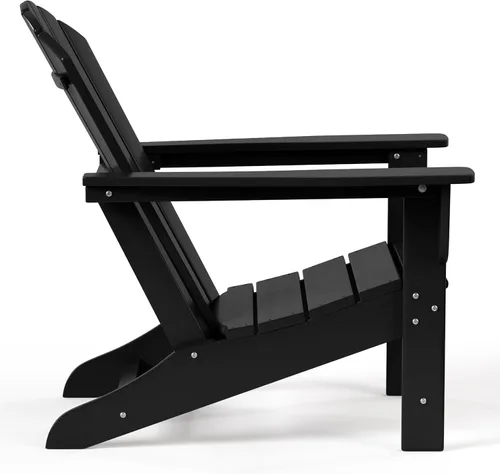 Miniatura 5 de WestinTrends Dylan - Silla Adirondack para exteriores con otomana, juego de 2 piezas, color negro