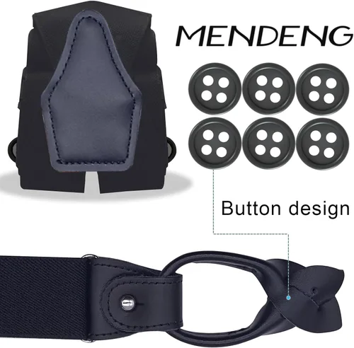 Miniatura 16 de MENDENG Tirantes de gancho giratorio de bronce vintage con 4 tirantes ajustables para hombre