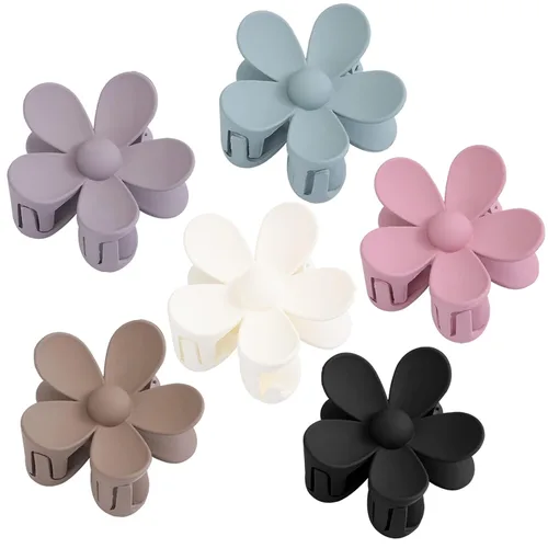 Miniatura 7 de 6 accesorios para el cabello de flores, pinzas de garra grandes mate, pinzas de pelo de margaritas para cabello grueso y fino, pinzas de sujeción