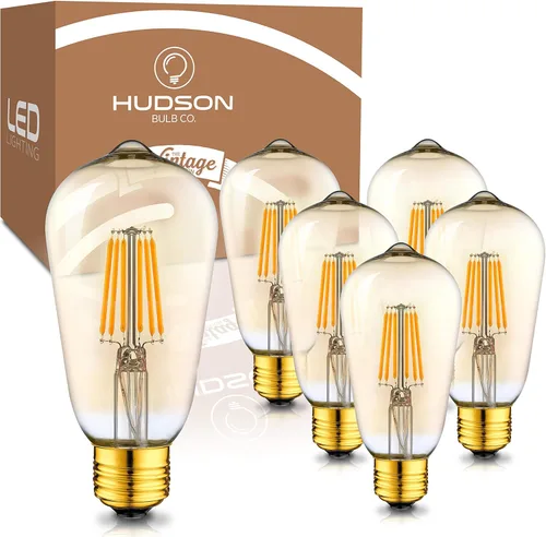 Miniatura 9 de Hudson - Bombillas LED Edison vintage de 4 W (paquete de 4) – Iluminación cálida regulable de 2200 K (equivalente a 40 W) – E26/27 vidrio tinte