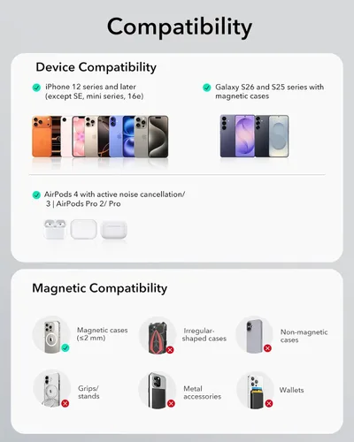 Miniatura 8 de ESR para cargador Magsafe con soporte, cargador inalámbrico para iPhone, almohadilla de carga para iPhone 17/16/15/14/13/12, AirPods 4/3/Pro/Pro 2