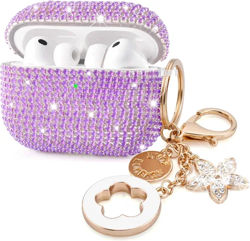 Miniatura 11 de VISOOM Bling Airpods Pro 2ª Generación Funda - Funda para AirPods Pro 2 con Cordón para Mujeres 2024 Crystal iPod Pro 2 Funda de Carga Inalámbrica