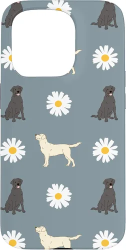 Miniatura 14 de Labrador Retriever y Daisy Flower Pattern - Carcasa para iPhone 17, color azul polvoriento