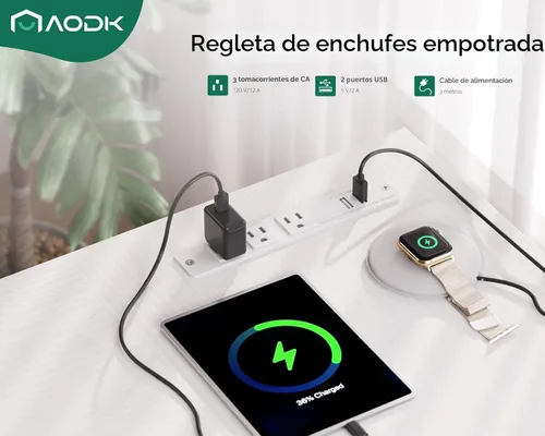 Miniatura 6 de AODK - Escritorio de computadora en forma de L de 53 pulgadas con cajones, con tomas de corriente y estantes de almacenamiento, soporte móvil