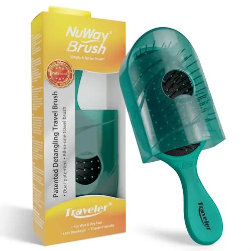 Miniatura 8 de NuWay Traveler Cepillo desenredante para el cabello, cepillo compacto de viaje para bolso, gimnasio y transporte diario, cuidado suave del cuero