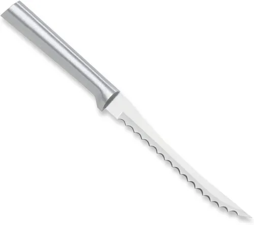 Miniatura 7 de Rada Cuchillo rebanador de tomate (W226), hoja dentada de acero inoxidable de 5 pulgadas, mango negro