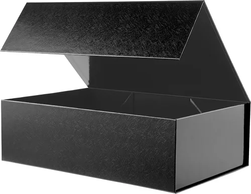 Miniatura 51 de BLK&WH Caja de regalo de 9 x 6.5 x 3.8 pulgadas, caja de regalo negra, caja de padrino, caja plegable con tapa de cierre magnético para embalaje