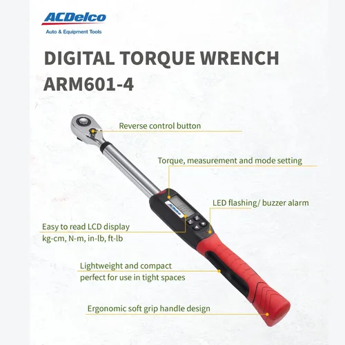 Miniatura 2 de ACDelco, ARM601-4, llave dinamométrica digital, 1/2 pulgadas (4 a 99 ft-lb)