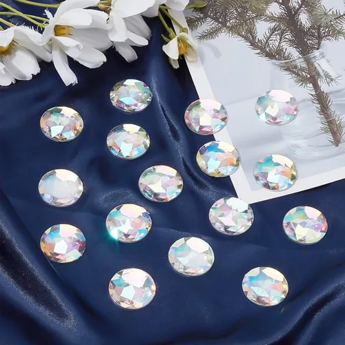 Miniatura 5 de FINGERINSPIRE 30 diamantes de imitación acrílicos redondos con parte trasera plana de 1.181 in con contenedor, gemas circulares de cristal Ab