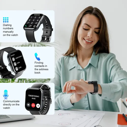 Miniatura 3 de Reloj inteligente para hombres y mujeres, rastreador de actividad física de 1.91 pulgadas con respuesta/hacer llamadas, IP68 impermeable, más de 110