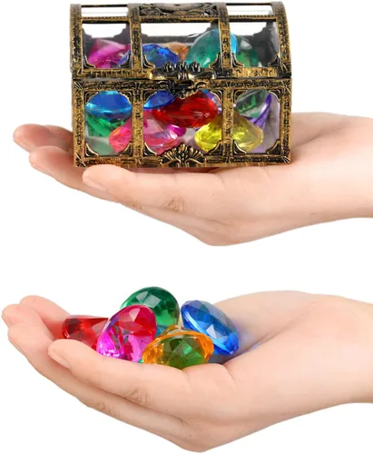 Miniatura 2 de XIJUAN Juguetes de buceo de gemas para piscina, juguetes de arena, cofre del tesoro de diamantes de 14 colores, juego de verano de buceo pirata