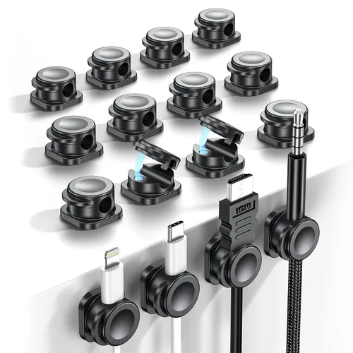 [16 piezas] Organizador de cables, clips magnéticos para cables, organizadores de cables con adhesivo mejorado, organizador de escritorio,
