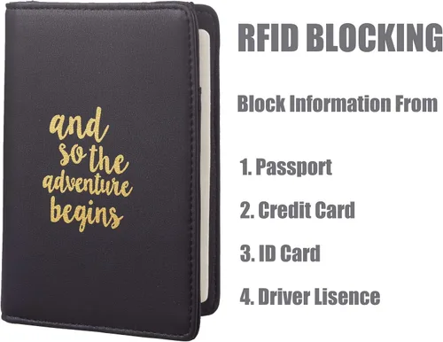 Miniatura 3 de Casmonal Funda para pasaporte con bloqueo RFID de cuero, porta tarjetas, organizador de documentos de viaje.
