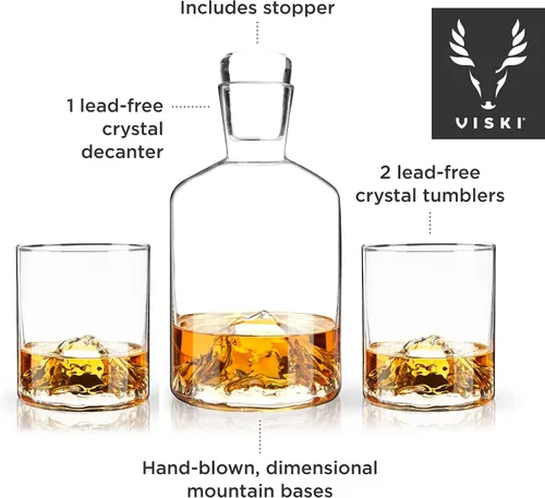 Miniatura 2 de Viski Decantador de whisky de montaña con tapón, decantador de licor soplado a mano para bourbon, whisky, licores, regalos de boda, regalos