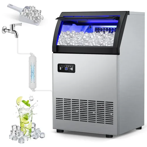 Miniatura 9 de Máquina de hielo Nugget para encimera 40 libras/día, contenedor de hielo de 10 libras, máquina de hielo de pellets suaves masticables de acero