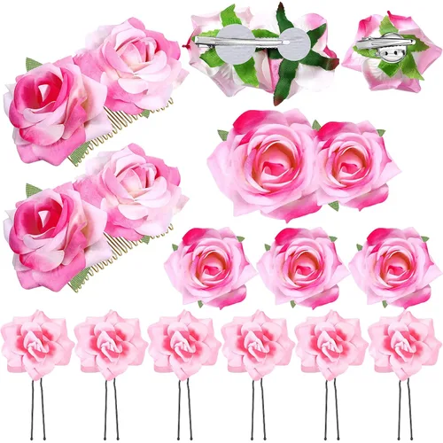 Miniatura 11 de Waydress 12 pinzas para el pelo con diseño de rosas, broches florales de flores mexicanas, accesorios para mujeres, regalos del día de la madre
