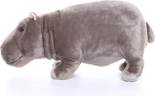 Miniatura 5 de Juguete de peluche realista de hipopótamo, animal de peluche de hipopótamo de 14 pulgadas, animales salvajes suaves, juguetes de peluche únicos
