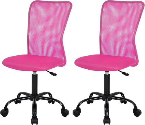 Miniatura 14 de FDW Silla de oficina en casa, silla de escritorio de malla con respaldo medio, sin brazos, ergonómica, giratoria, soporte de espalda, ajustable
