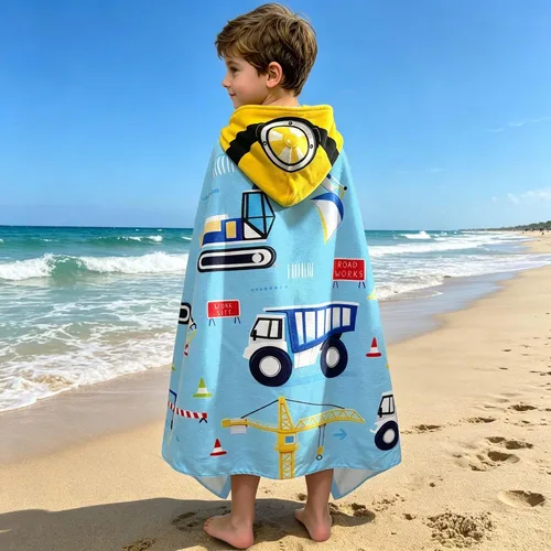 Miniatura 5 de Toalla de baño/piscina/playa con capucha, para bebés, niños y niñas de 3 a 12 años, tamaño extra grande, 30 x 50 pulgadas, algodón absorbente súper