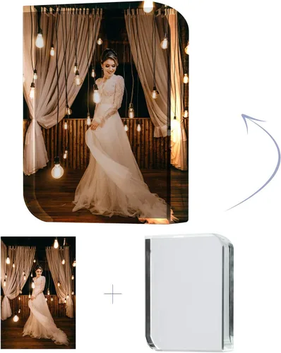 Miniatura 6 de ITODA Personalized Picture Crystal Frame Custom Print with Your Photo Personalized Customized 3D Glass DIY Picture Plaque Frames for Wedding