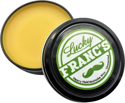 Lucky Franc's Cera de bigote sin perfume para hombres. Cera fuerte para el cuidado de los hombres. Fórmula totalmente natural sin olor con cera de