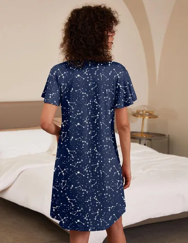 Miniatura 5 de Ekouaer - Paquete de 2 camisones de manga corta para mujer, cómodo y suave, pijama para dormir