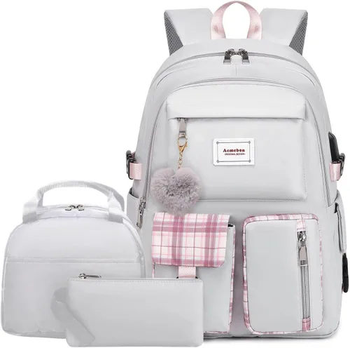 Miniatura 11 de Acmebon Conjunto de mochila para portátil de moda espaciosa para niña, conjunto casual de mochila para mujer, color negro