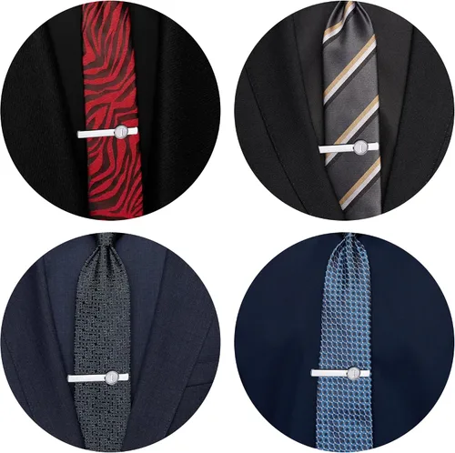 Miniatura 7 de THUNARAZ Juego de gemelos con inicial y clip de corbata para hombre, gemelos personalizados del alfabeto A-Z y barra de corbata con caja de regalo