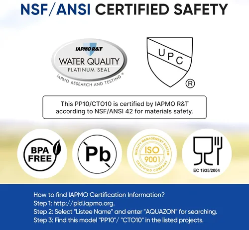 Miniatura 4 de PUREPLUS Sistema de filtro de agua de doble etapa RV con dos cartuchos y soporte de montaje, certificado NSF/ANSI 42, reduce los sedimentos