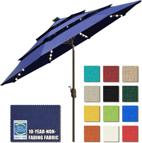 Miniatura 73 de EliteShade - Sombrilla solar de 9 pies / 2.74 metros, con 80 luces LED para patio, mesa al aire libre, con ventilación y cubierta que no se decolora