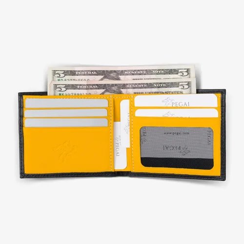 Miniatura 4 de PEGAI Cartera plegable de cuero estándar Edward, Amarillo, Cartera plegable
