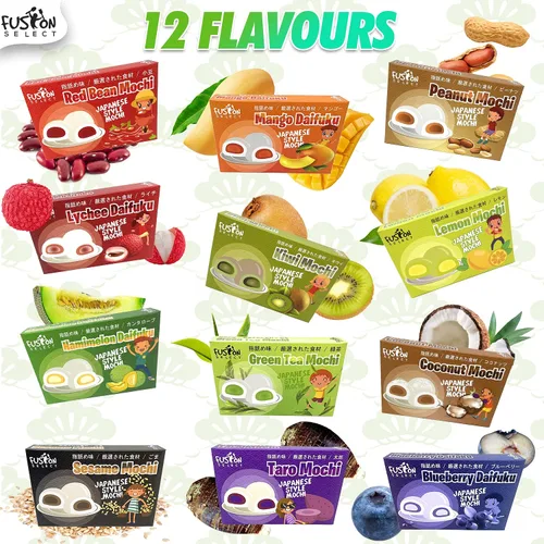 Miniatura 3 de Fusion Select Mochi Daifuku Snacks – Pasteles de arroz tradicionales japoneses con relleno – Postres dulces asiáticos saborizados para la familia
