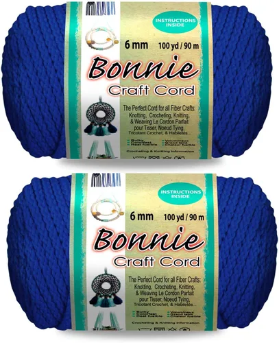 Miniatura 32 de Pepperell Bonnie Cordón de macramé trenzado 6mm x 100 yardas Rojo (Paquete de 2 valores) Cordón de polipropileno trenzado para manualidades DIY