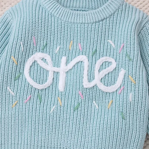 Miniatura 96 de Suéter de primer cumpleaños para bebés y niñas de un año de edad, sesión de fotos, otoño e invierno