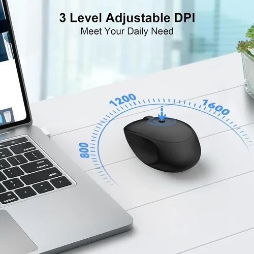 Miniatura 4 de Ratón inalámbrico, 2.4 G silencioso para computadora con receptor USB, 800/1200/1600 DPI, 4 botones, portátil óptico inalámbrico USB