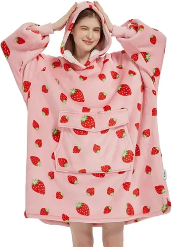 Miniatura 19 de Krifey Manta con capucha de sherpa de gran tamaño como regalo de cumpleaños para mamá, mujer, novia, hombre, acogedora sudadera con bolsillo gigante