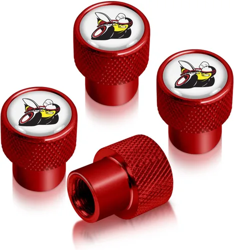iPick Image Para Dodge Scat-Pack Full Color en blanco sobre rojo tapas de vástago de válvula de neumático de aluminio