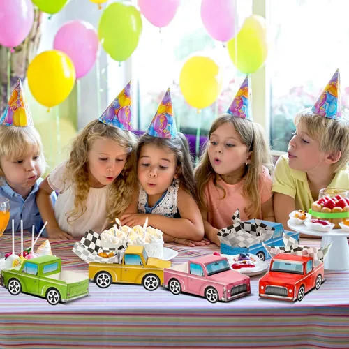 Miniatura 5 de 24 cajas de comida clásicas para fiestas de autos de carreras, suministros para fiestas de cumpleaños, camiones para niños, caja de alimentos