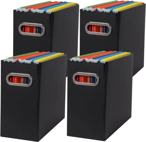 Miniatura 17 de Caja organizadora de archivos plegable con asa, 12.20 x 5.11 x 9.84 pulgadas, organizador de archivos para el hogar u oficina, pequeña caja de Negro