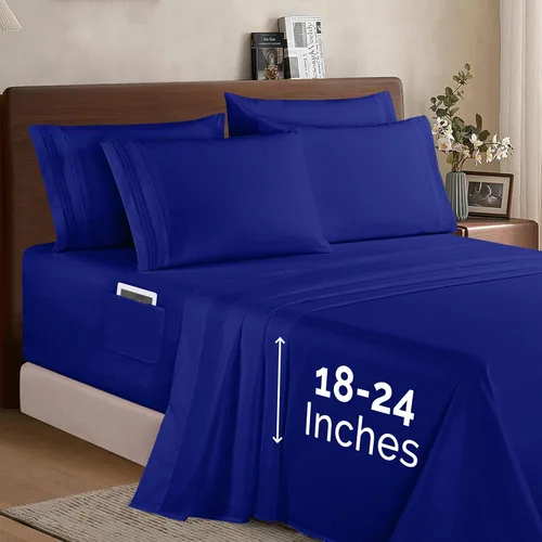 Miniatura 30 de Elegant Comfort - Juego de ropa de cama resistente a arrugas y decoloración más acogedor, sábana bajera elástica en todo el contorno, bolsillo