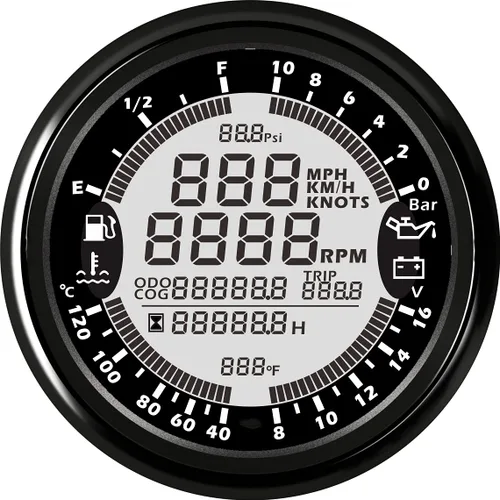 ELING Velocímetro GPS Multifuncional con Tacómetro, Medidor de Horas, Temperatura del Agua, Nivel de Combustible, Presión de Aceite, Voltímetro 12V