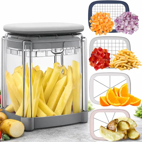 Brieftons PerfectCut - Picador de verduras: cortador de frutas de 4 cuchillas, cortador de patatas fritas, cortador de cuña, picador de cebolla,