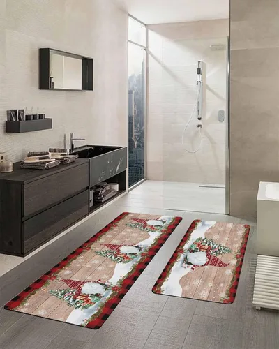 Miniatura 2 de Tapete de baño de Navidad para bañera, antideslizante, de secado rápido y absorbente, de tierra de diatomeas, tapete de cocina, felpudo de cocina