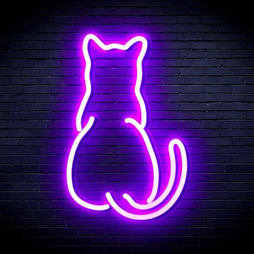 Miniatura 16 de AdvPro Gato gatito trasero mascota Flex silicona LED neón signo - azul - st16s32-fnu0023-b