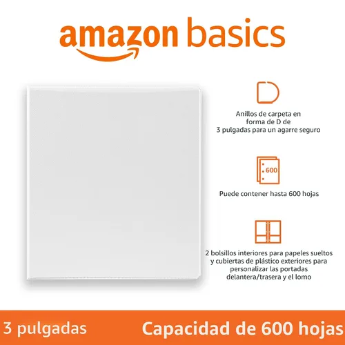 Miniatura 2 de Amazon Basics Archivadores de 3 argollas de 3 pulgadas, organizador con argollas en D, 2 paquetes, para la escuela, oficina en casa, color blanco