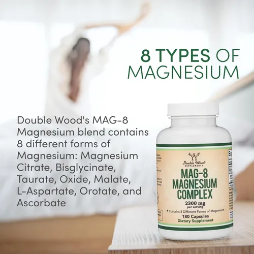 Miniatura 5 de Suplemento complejo de magnesio 180 cápsulas (426 mg de magnesio elemental proporcionado por 2,300 mg de ocho formas diferentes de magnesio) MAG-8
