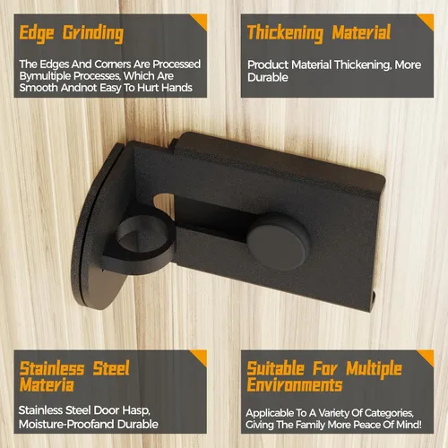 Miniatura 4 de Cerradura de puerta corredera, cerradura de cerrojo de puerta de 90 grados, candado de seguridad de ángulo recto de acero inoxidable con tornillos