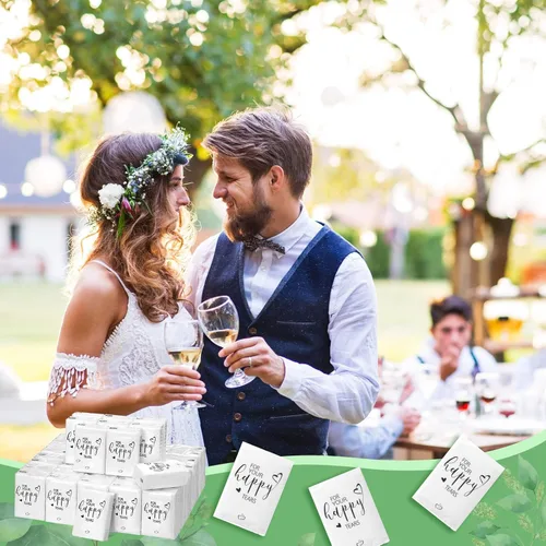 Miniatura 5 de Spiareal 50 pañuelos de lágrimas felices para boda de 3 capas para tus lágrimas felices, paquetes de pañuelos para invitados, mini papel de bolsillo