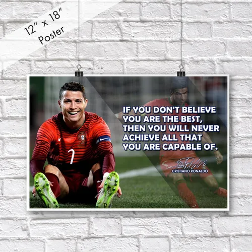 Miniatura 2 de Cristiano Ronaldo Póster Motivacional Cita Citas Inspiradoras Pósters para Aula Fútbol Masculino Entrenamiento Profesional Arte de Pared Mentalidad