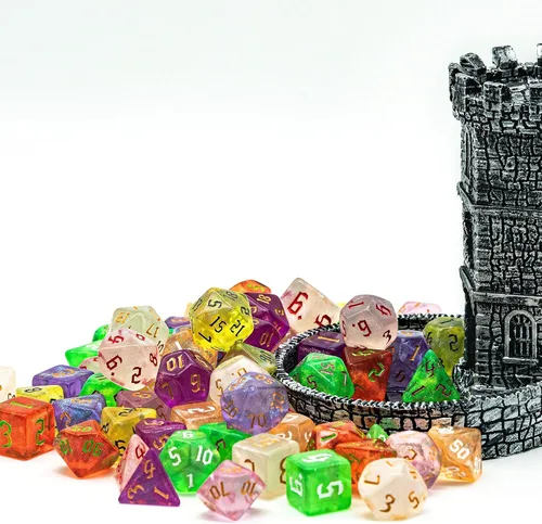 Miniatura 8 de Juego de 10 dados poliédricos DND (70 piezas) con 2 bolsas de cuero, juego de dados D&D para Calabozos y Dragones, juegos de mesa RPG
